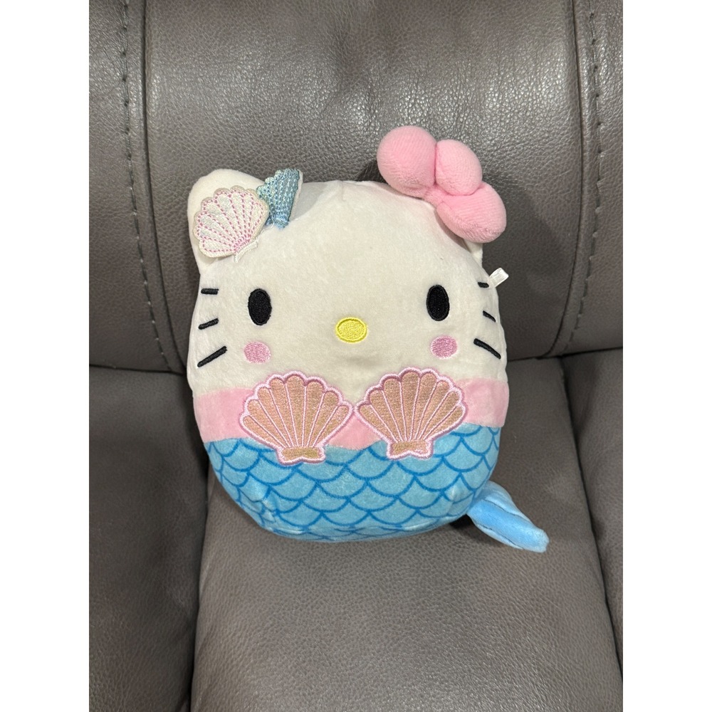 Squishmallows Hello Kitty Mermaid Plush Sanrio Blue Tail Pink Shells 2022 8 Inch